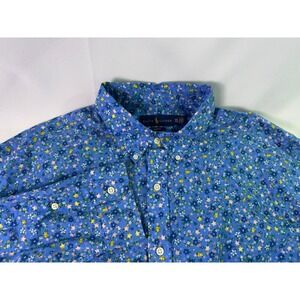 Ralph Lauren Men's 2XL Slim Fit Blue Floral Print Button Down Shirt